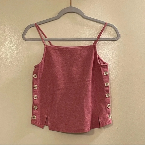 MEADOW RUE by ANTHROPOLOGIE Pantego Side Button Tank in Red Rouge - Picture 5 of 8